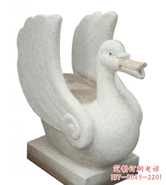 信阳小区景观大理石天鹅喷泉石雕 (2)