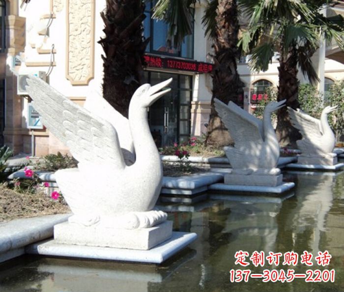 信阳小区景观大理石天鹅喷泉石雕