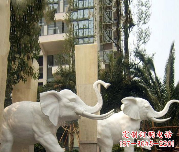 信阳小区景观汉白玉大象石雕