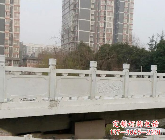 信阳小区景观汉白玉石雕栏板 (2)