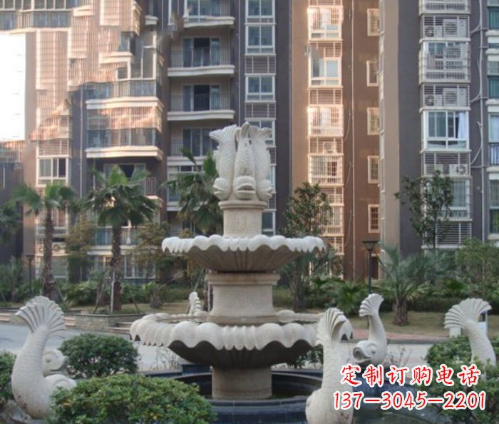 信阳小区景观鲤鱼喷泉石雕