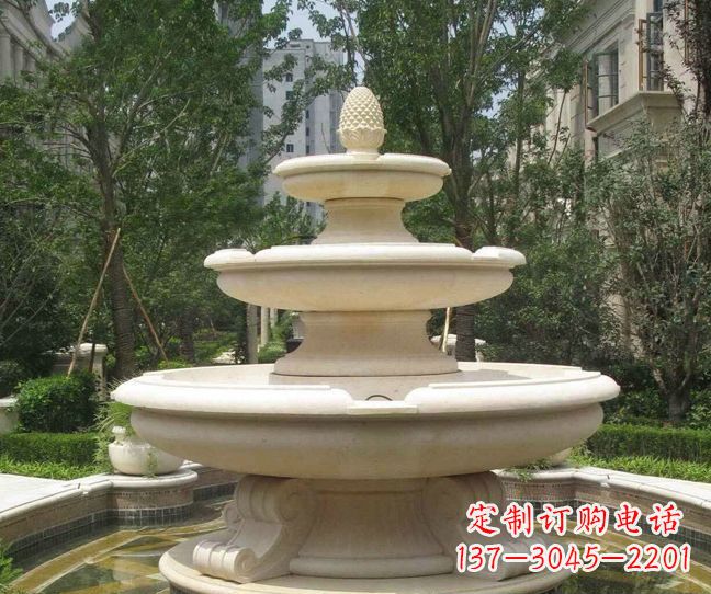 信阳小区景观晚霞红多层喷泉石雕
