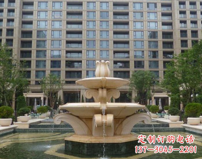 信阳小区景观晚霞红喷泉石雕 (2)