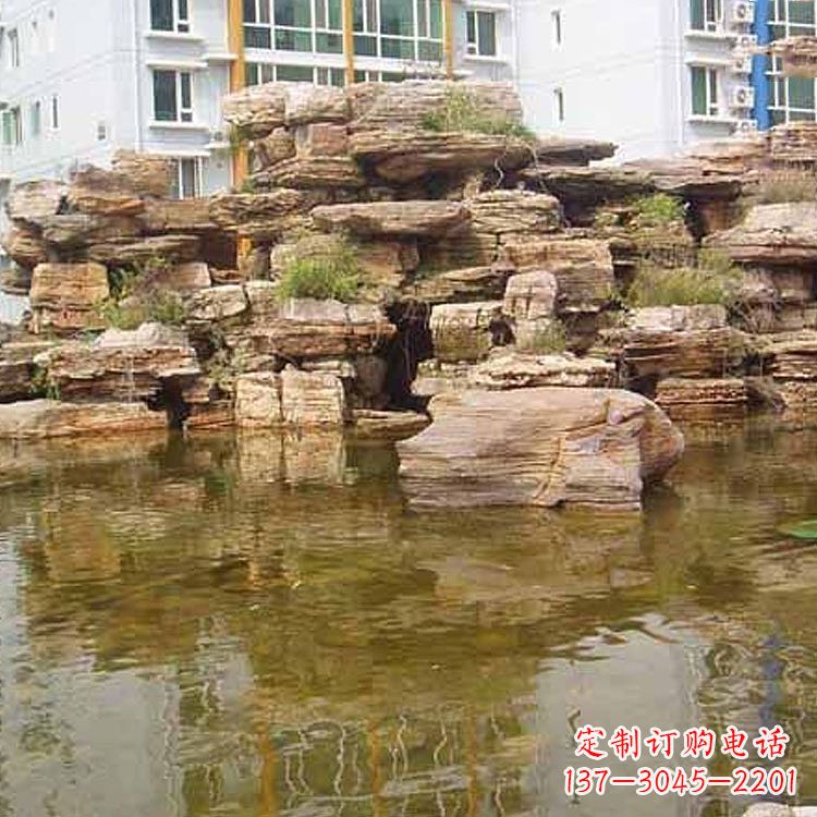 信阳小区庭院假山鱼池