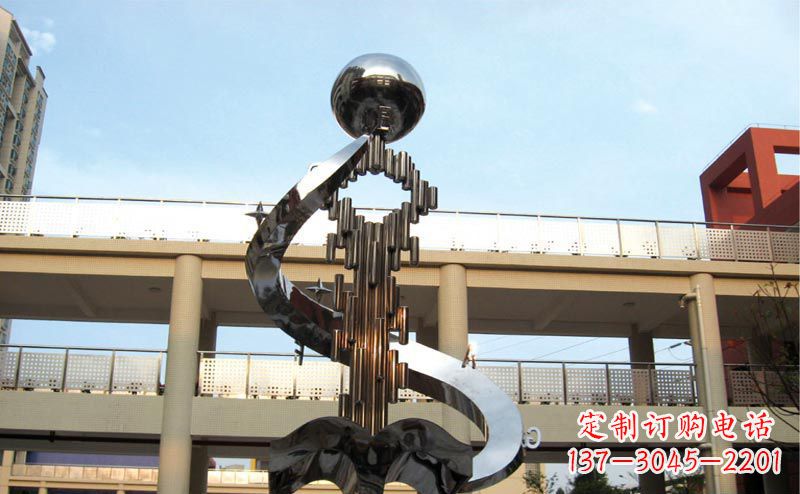 信阳校园不锈钢抽象钥匙和书籍雕塑