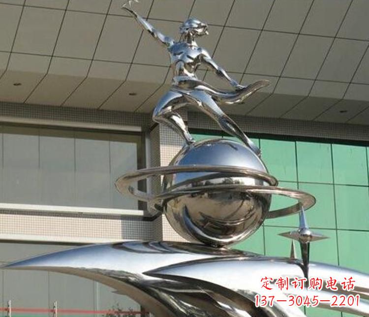 信阳校园不锈钢地球和学生景观雕塑