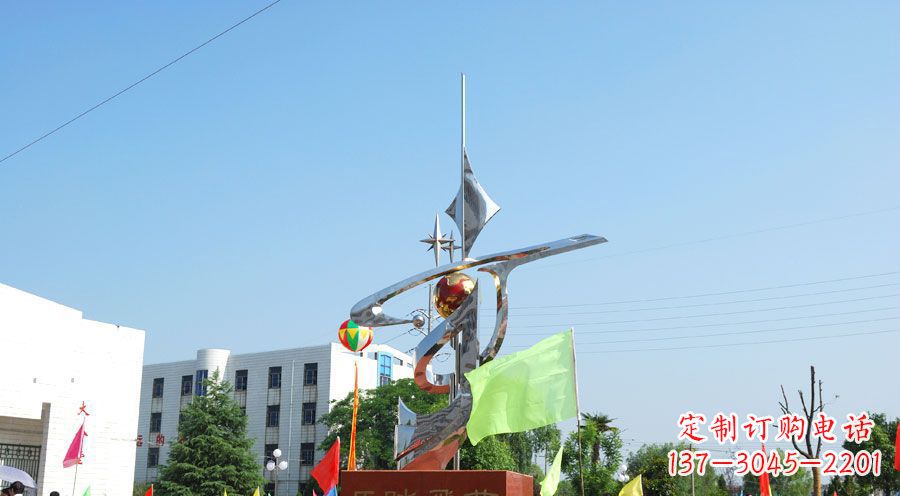 信阳校园不锈钢马踏飞燕地球雕塑