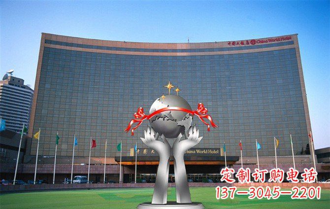 信阳校园不锈钢双手捧地球雕塑