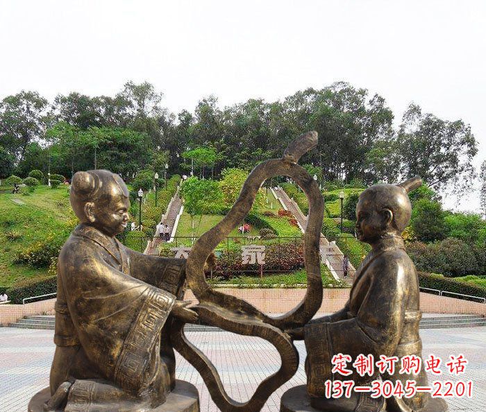 信阳校园抽象孔融让梨铜雕