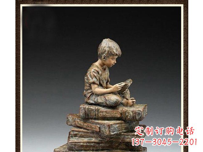 信阳校园儿童看书铜雕