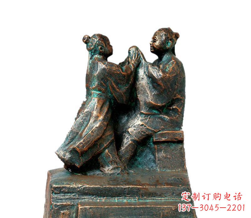 信阳校园古代孔融让梨人物铜雕