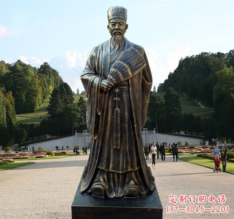 信阳校园古代名人诸葛亮铜雕