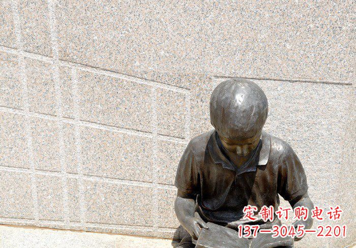 信阳校园看书的学生人物铜雕 (3)