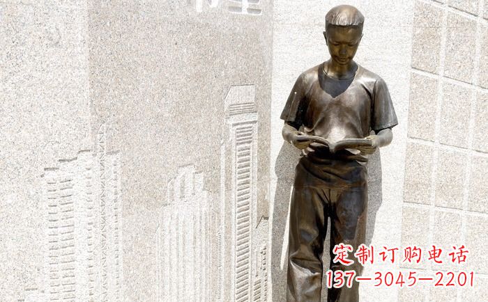 信阳校园看书的学生人物铜雕