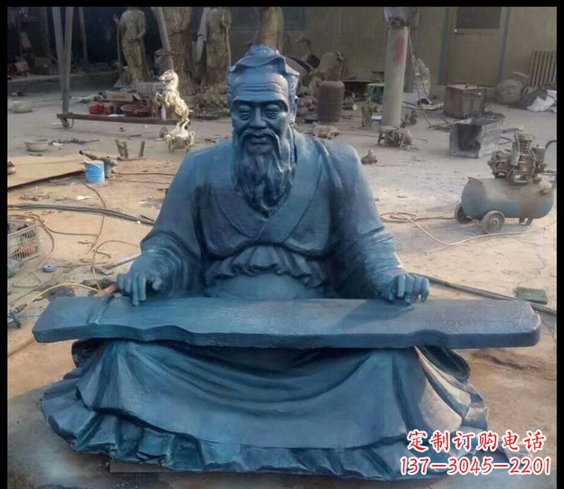 信阳校园孔子弹琴铜雕