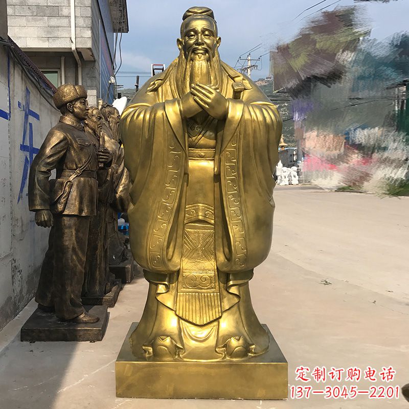 信阳校园孔子铜雕像