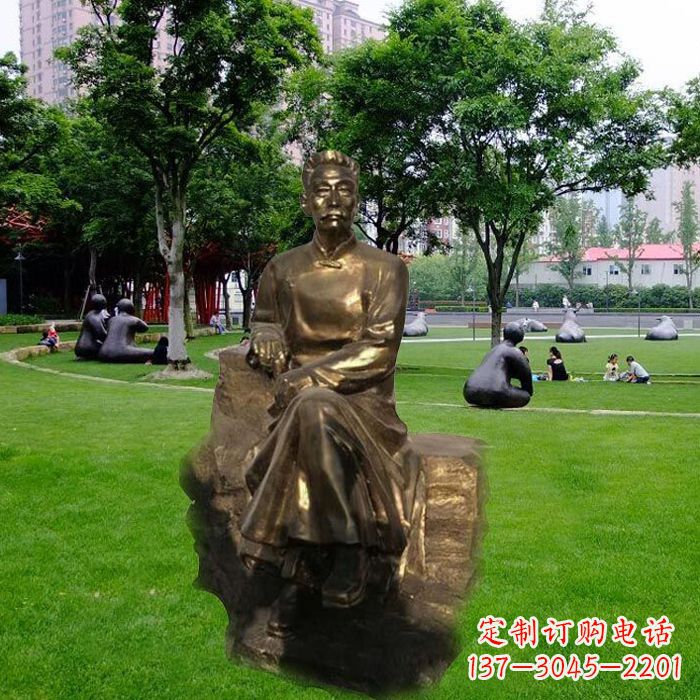 信阳校园名人鲁迅先生玻璃钢仿铜雕像