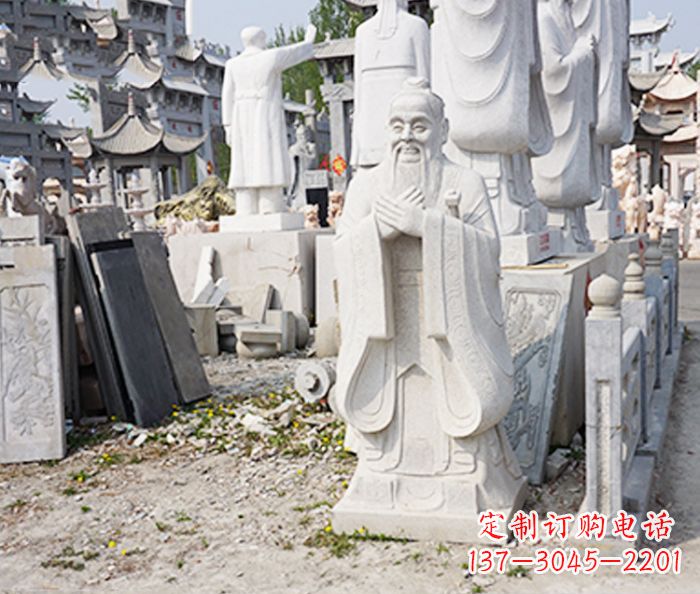 信阳校园人物孔子石雕 (3)