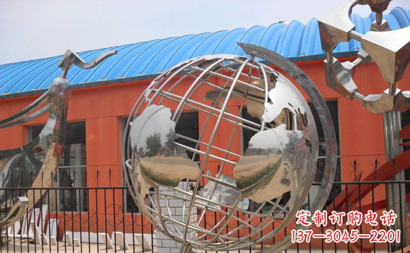 信阳学校不锈钢地球仪雕塑
