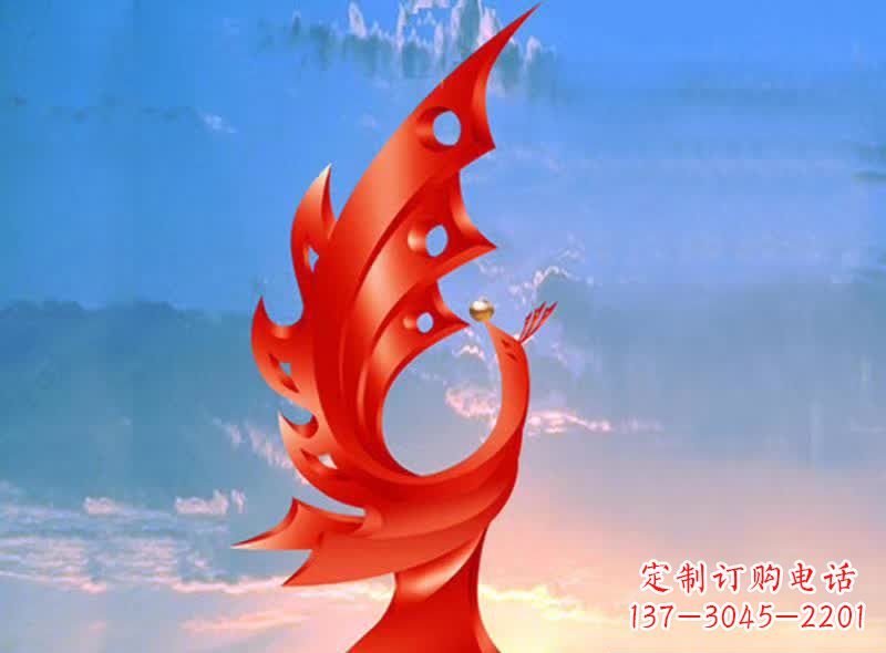 信阳学校不锈钢奋进凤凰标志雕塑