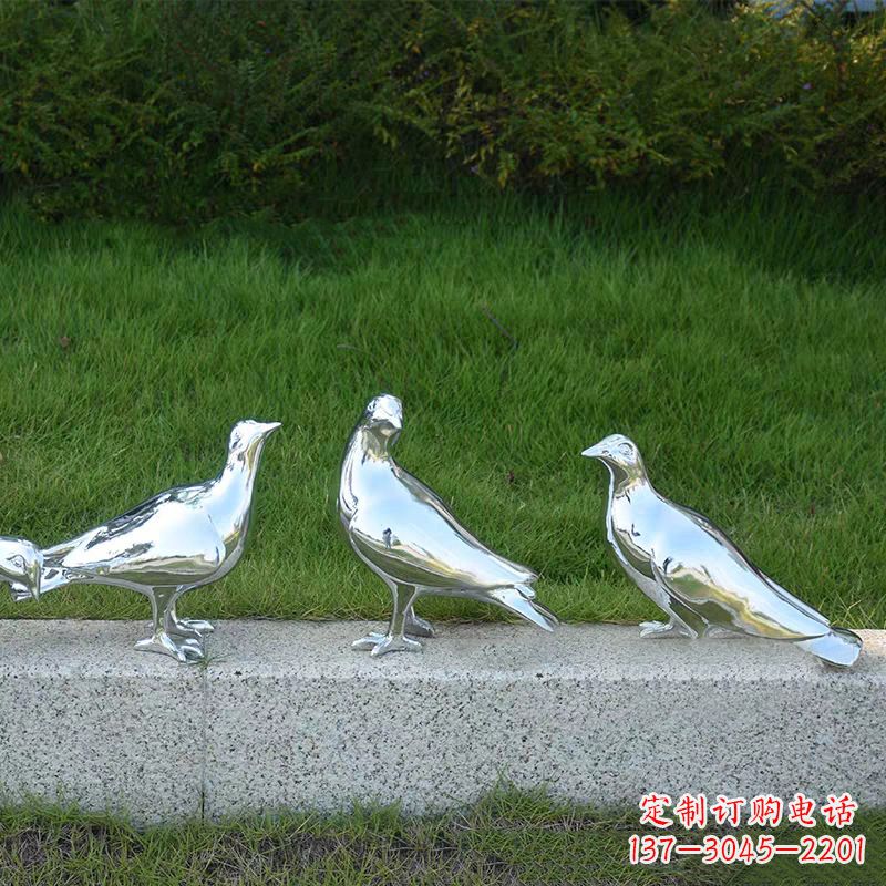 信阳银白色不锈钢电镀鸽子雕塑摆件