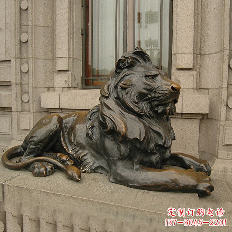 信阳银行大门铜雕港币狮子看门动物雕塑