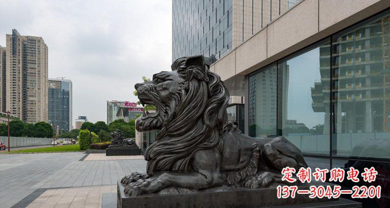 信阳银行铜狮子汇丰狮铜雕