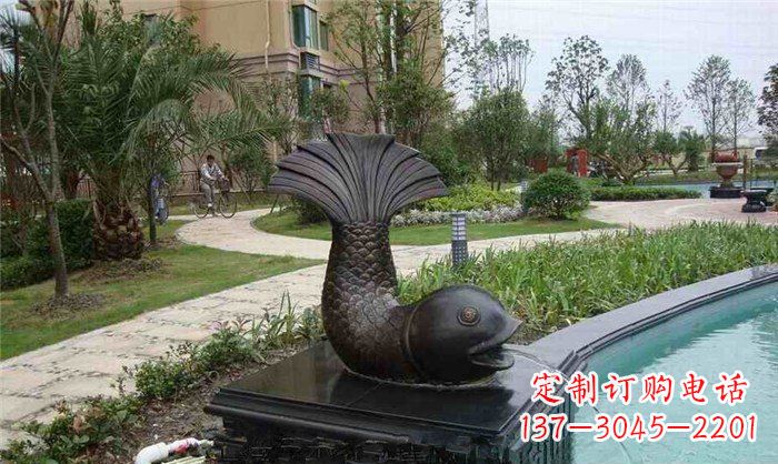 信阳鱼式喷泉小区景观铜雕