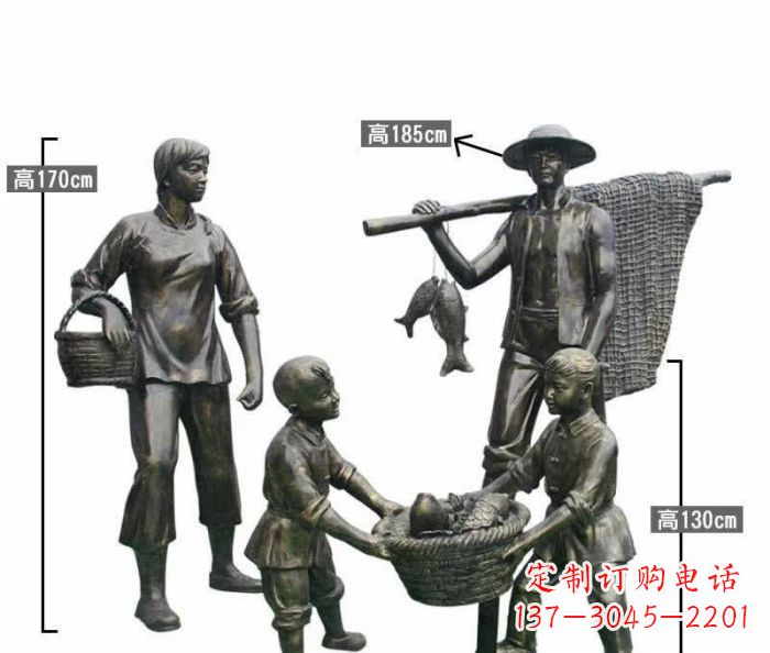 信阳渔夫捕鱼民俗铜雕 (3)