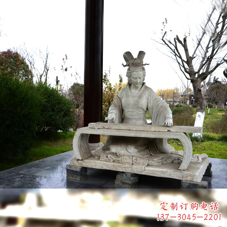 信阳虞姬弹琴雕塑-公园古代人物著名美女情景雕塑