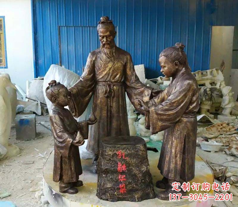信阳寓言故事孔融让梨人物铜雕