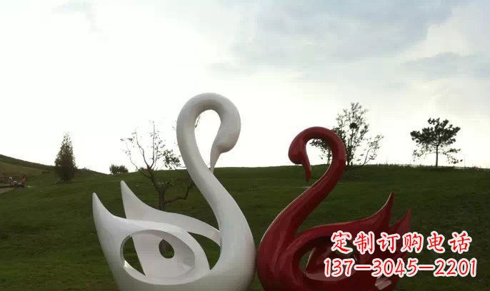 信阳园林不锈钢抽象天鹅雕塑