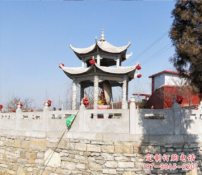 信阳园林仿古双层石凉亭景观石雕 (3)