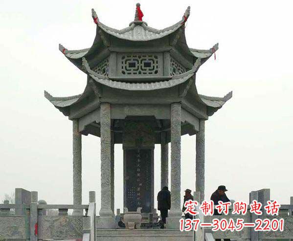 信阳园林仿古双层石凉亭景观石雕