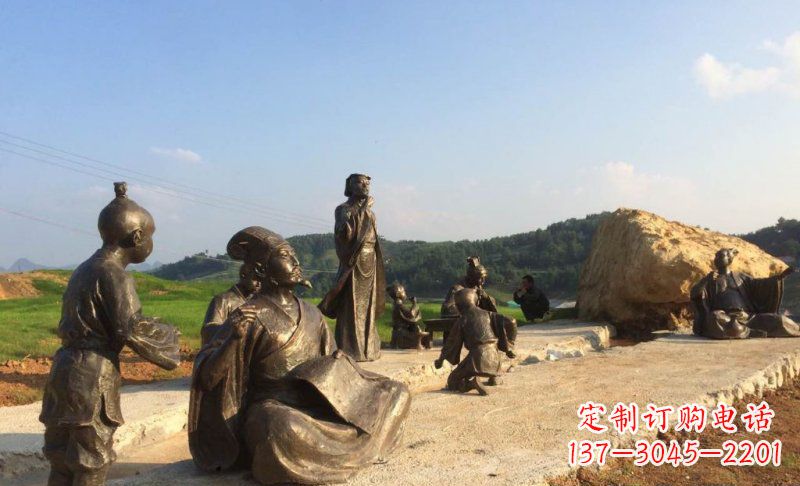 信阳园林古代人物和玩耍的小孩小品铜雕