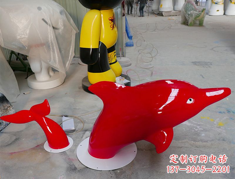 信阳园林广场创意海豚入水出水雕塑摆件