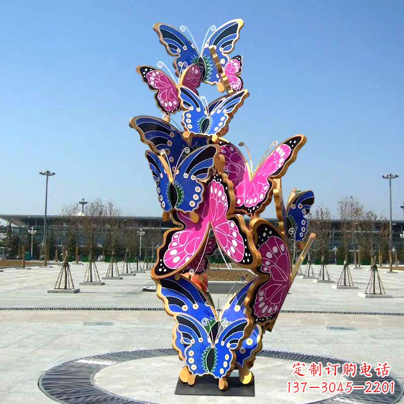 信阳园林广场蝴蝶不锈钢动物景观雕塑
