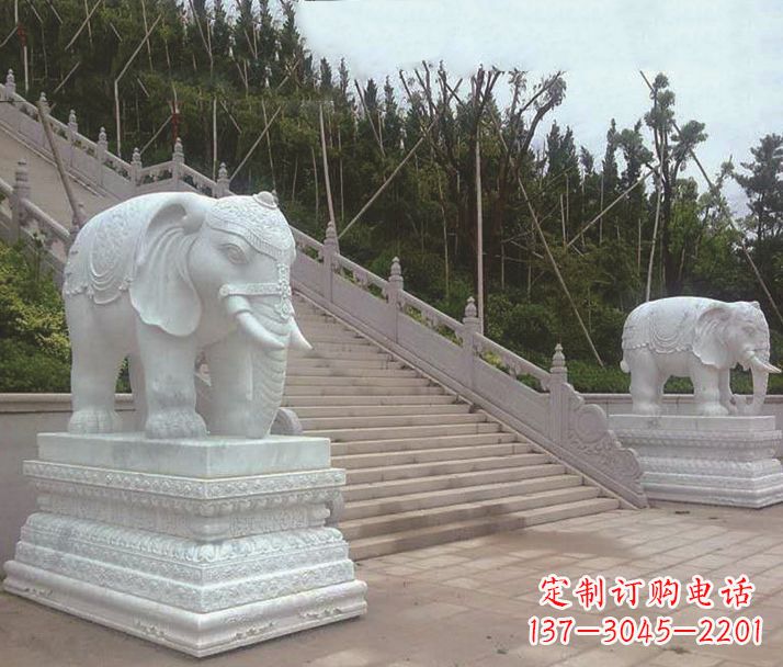 信阳园林汉白玉大象景观石雕