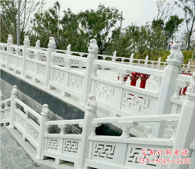 信阳园林汉白玉栏板景观石雕 (2)