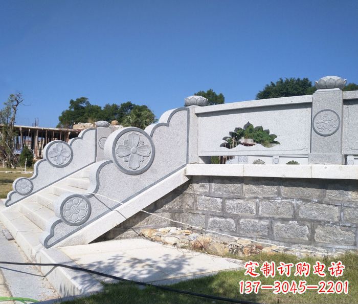 信阳园林景观大理石镂空莲花石栏板 (2)