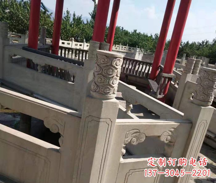 信阳园林景观大理石桥栏板石雕 (3)