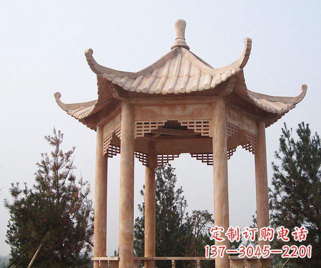 信阳园林景观单层石雕凉亭 (3)