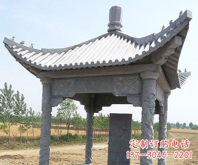 信阳园林景观单层石雕凉亭 (4)