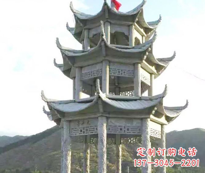 信阳园林景观多层凉亭石雕 (3)
