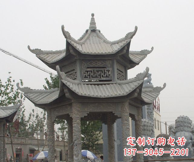 信阳园林景观仿古石雕凉亭 (2)
