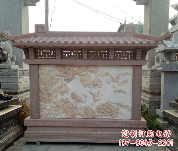 信阳园林景观松鹤石浮雕影壁