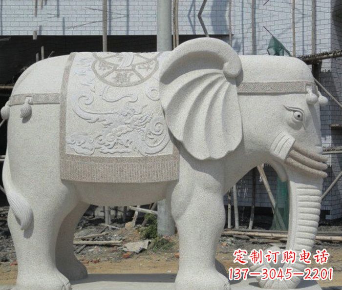 信阳园林景观驮宝大象石雕 (2)