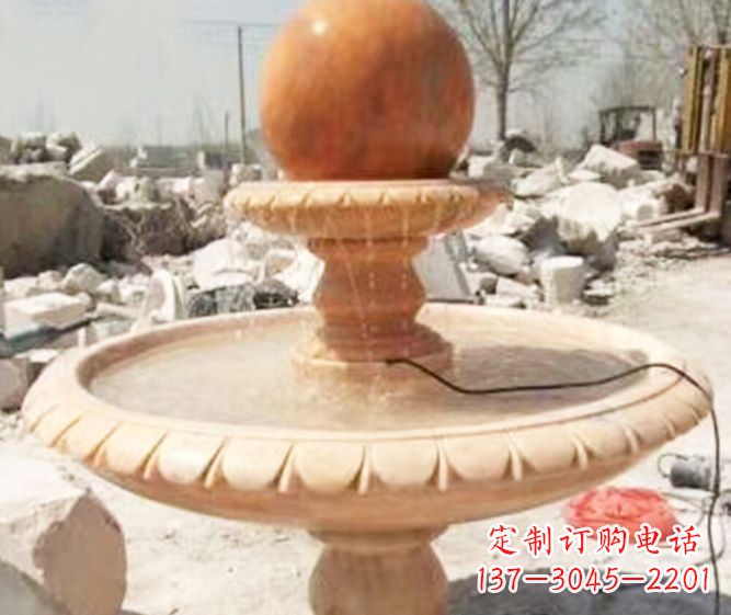 信阳园林景观晚霞红风水球喷泉石雕 (3)