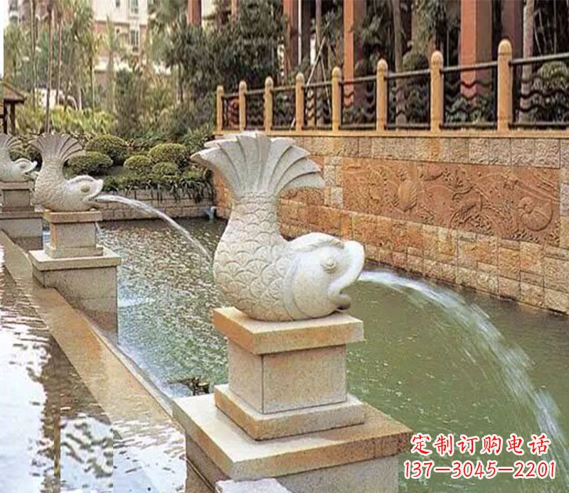 信阳园林鲤鱼喷泉景观石雕