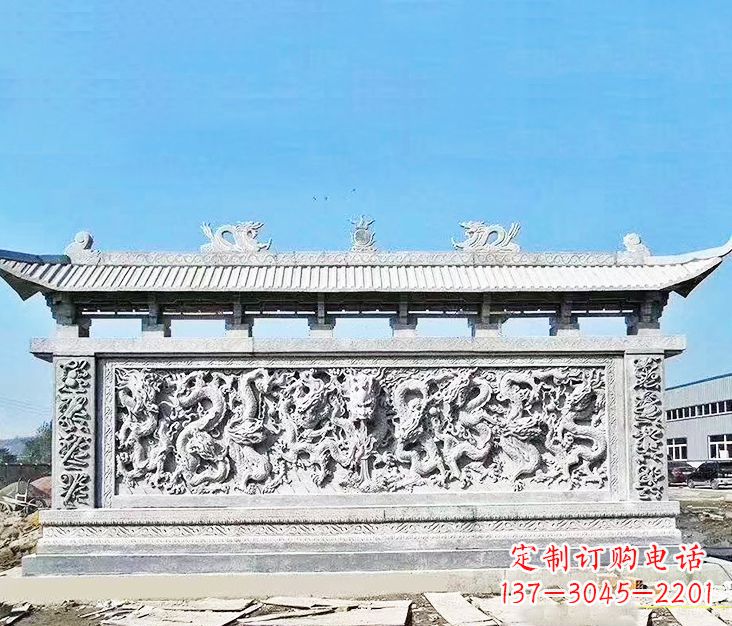 信阳园林龙浮雕影壁墙景观石雕